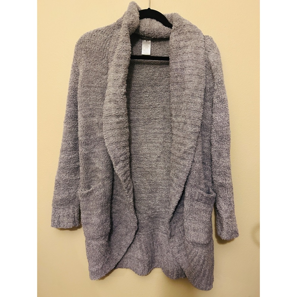 Member's Mark Cozy Lounge Cardigan Womens S/M Grey Excellent Shawl Collar Pocket